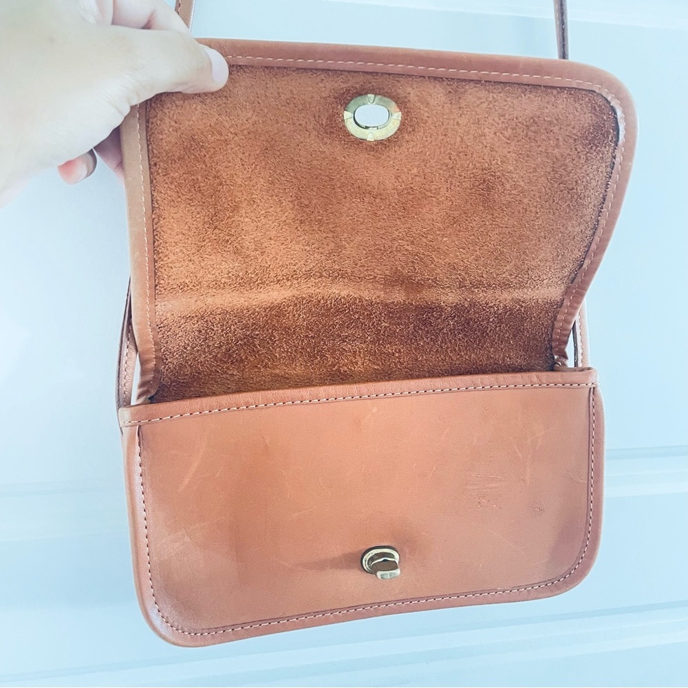 Coach Vintage Leather Tan Single Flap Crossbody Shoulder Cognac Bag - Picture 11 of 16